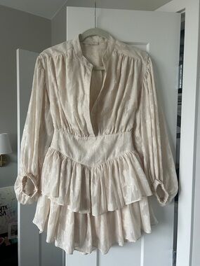 Olivaceous Cream Tiered Ruffle Mini Dress